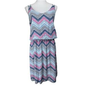 Gap Women's M Sundress Chevron Print Elastic Waist Lightweight Spring Summer